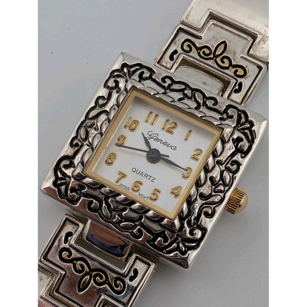 Geneva Watch Women 23mm Silver Case 7" Toggle Clasp Band New Battery